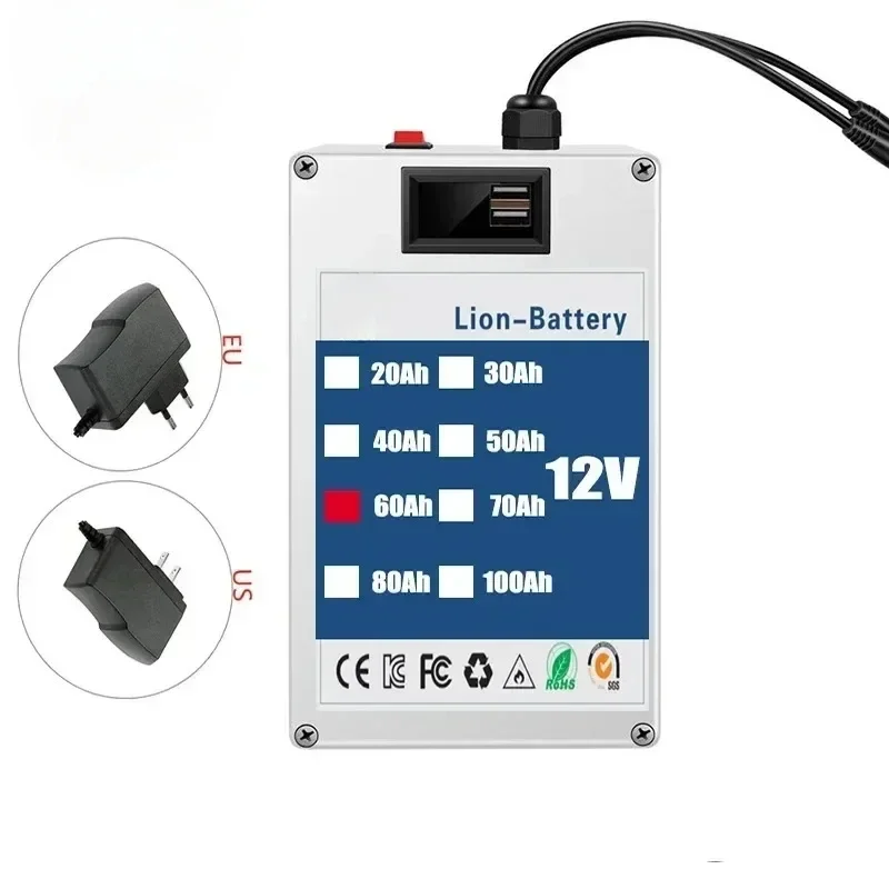 NEW DC 12V 100Ah Lithium-ion Rechargeable Battery Is A Large Capacity and Multi-purpose Rechargeable Battery Power Bank