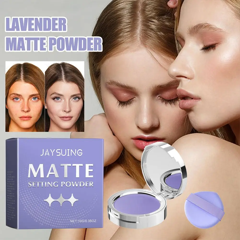 Purple Matte Setting Powder With Lavender Complex Oil Control Anti-Sweat Pressed Powder for Smooth Even Complexion Blurring J9U7