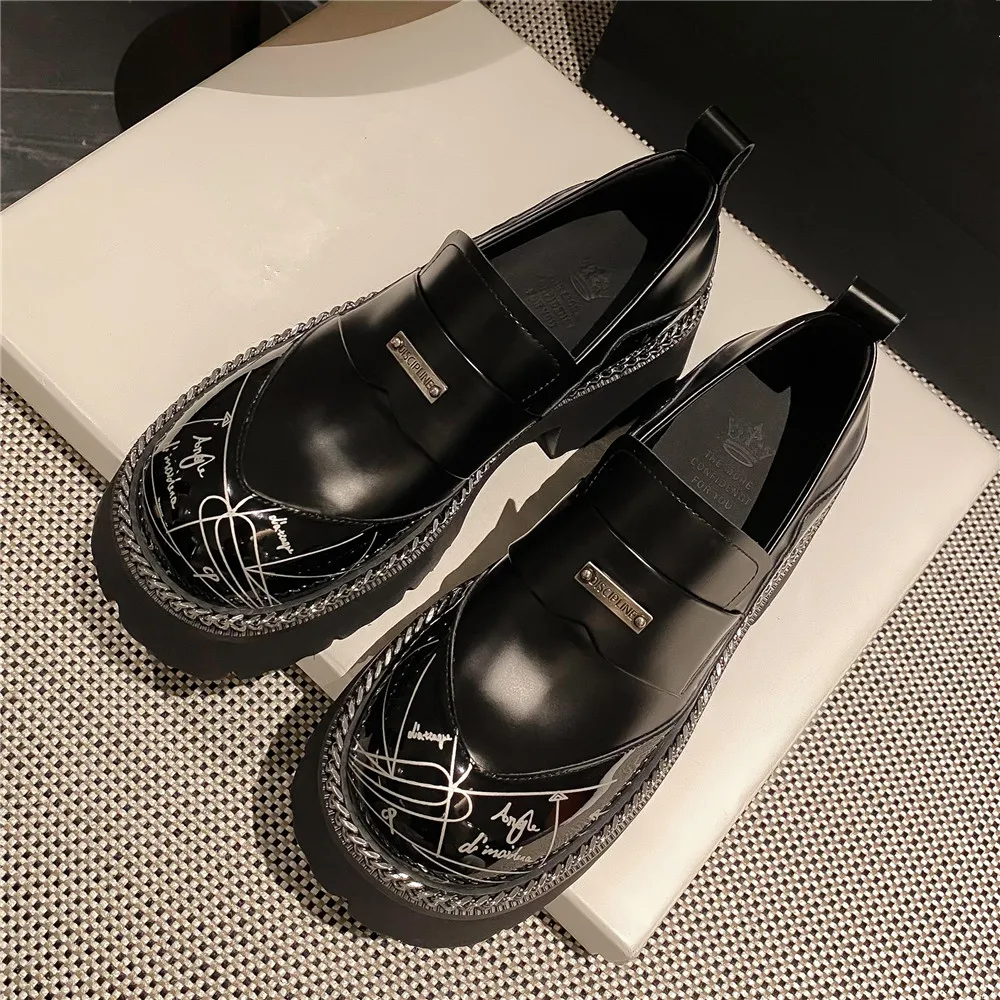 MILI-MIYA New Arrival Fashion Graffiti Mixed Color Women Cow Leather Pumps Slip On Comfortable Round Toe Thick Heels Handmade