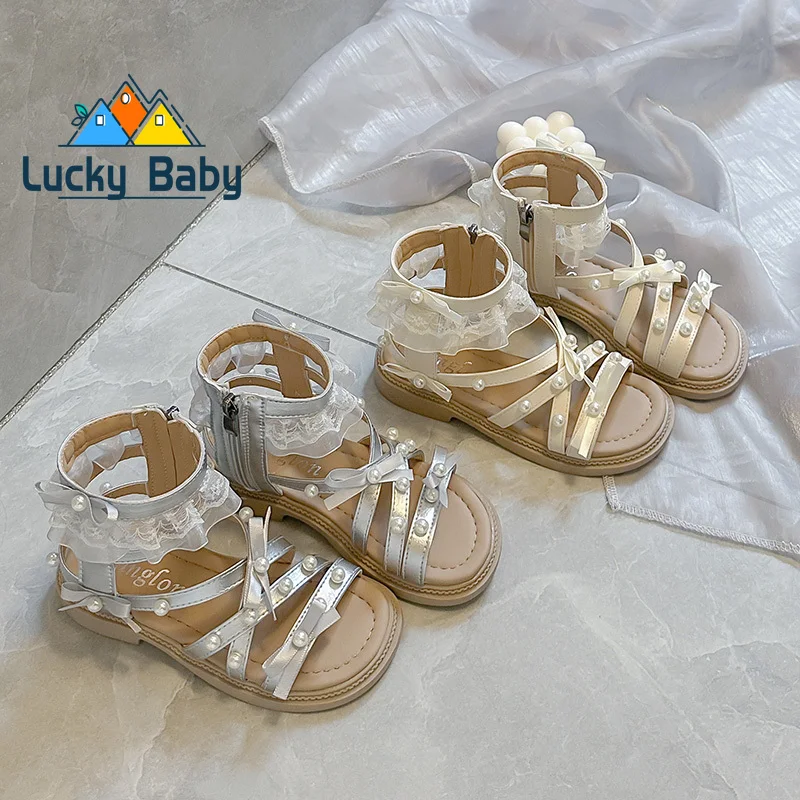 

2026 New Summer Children Fashion Princess High-top Shoes Versatile Kids Causal Beach Holiday Sandals Girls Gladiator Sandals