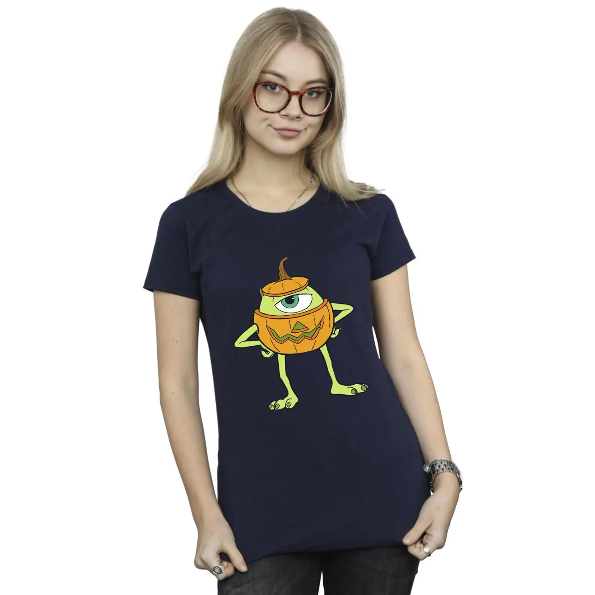 Monsters Inc Womens/Ladies Mike Pumpkin Cotton Halloween T-Shirt