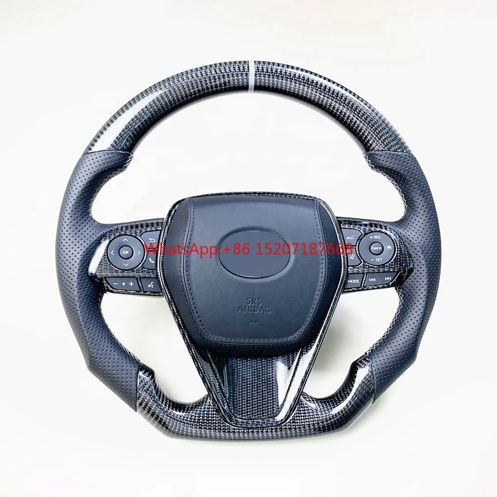 Real Carbon Fiber Steering Wheel LED Fit for . Camry Avalon Corolla Hiace Prado Steering Wheel Carbon Fiber