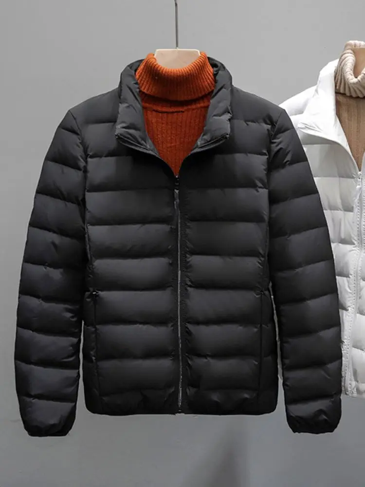 Seamless Winter Puffer Jackets for Women 2024 New Warm White Duck Feather Parka Coats Female Portable Windproof Outerwear