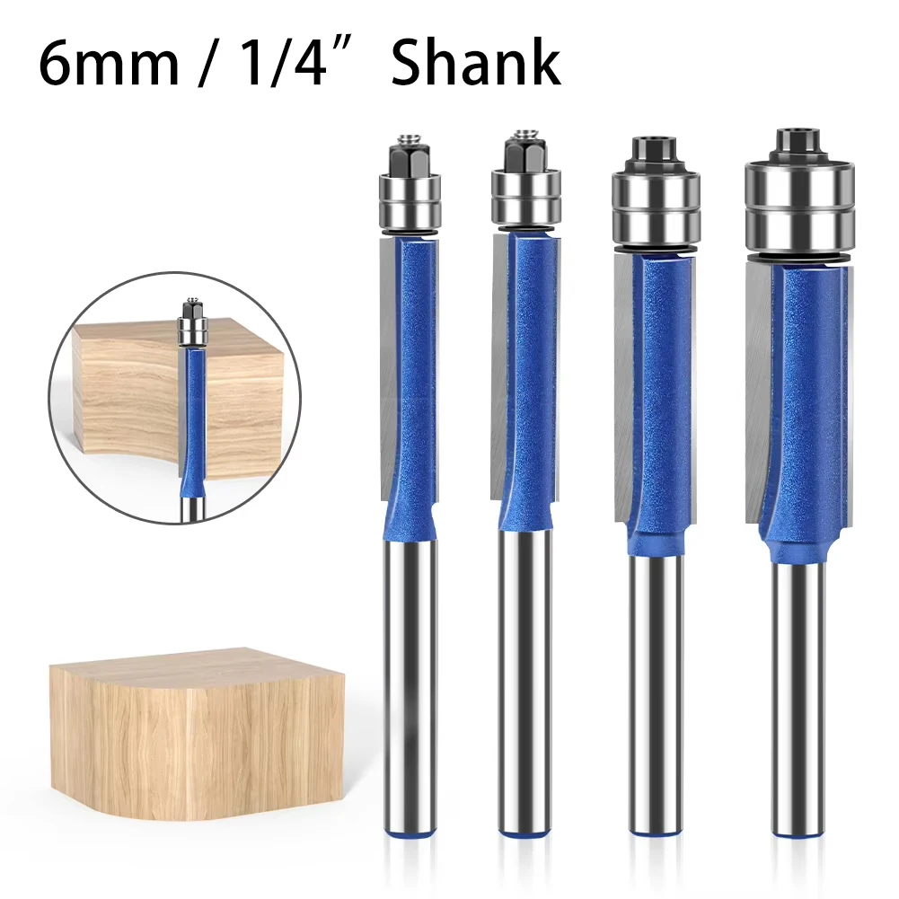 6mm 1/4-Zoll-Schaftfräser mit Doppellager und Wolframkarbidklinge für Holzbearbeitung und Nutfräsen
