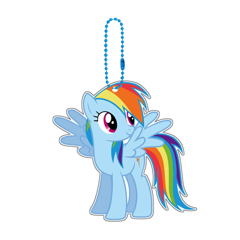 Anime Cartoon My Little Pony Twilight Sparkle Pinkie Pie Rainbow Dash Rarity Acrylic Pendant Keychain Decoration Gift