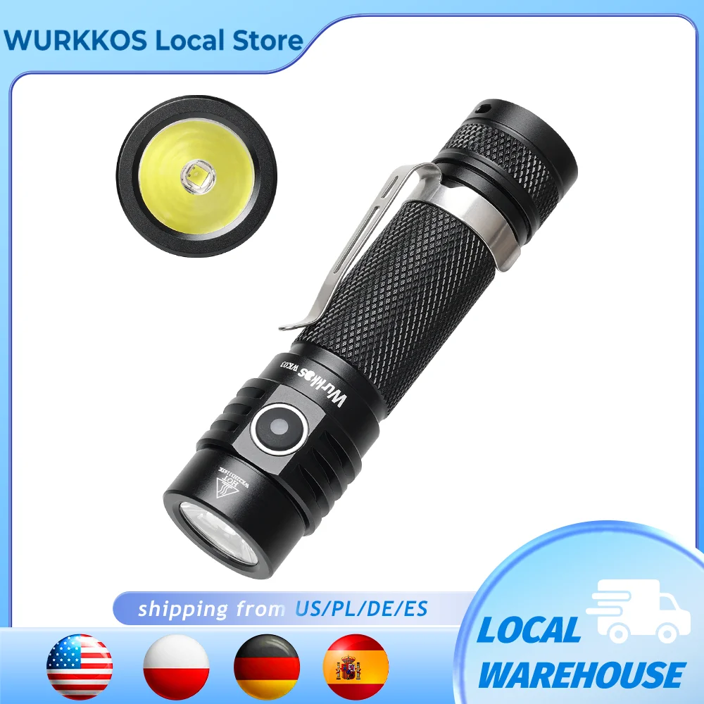 

Wurkkos WK03 LED Flashlight 18650 Torch 1800LM ATR Luminus SST40 Rechargeable USB C Light IP68 Waterproof for Hiking Camping