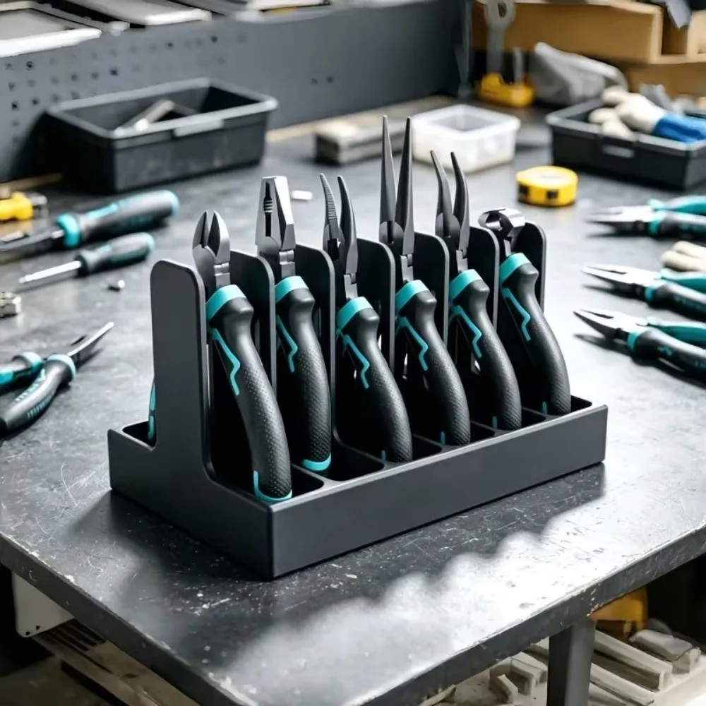 Portable 6 Slot Plier Organizer Plastic Partition Hand Tool Holder Sturdy Base Vertical Tool Storage Rack For Screwdriver