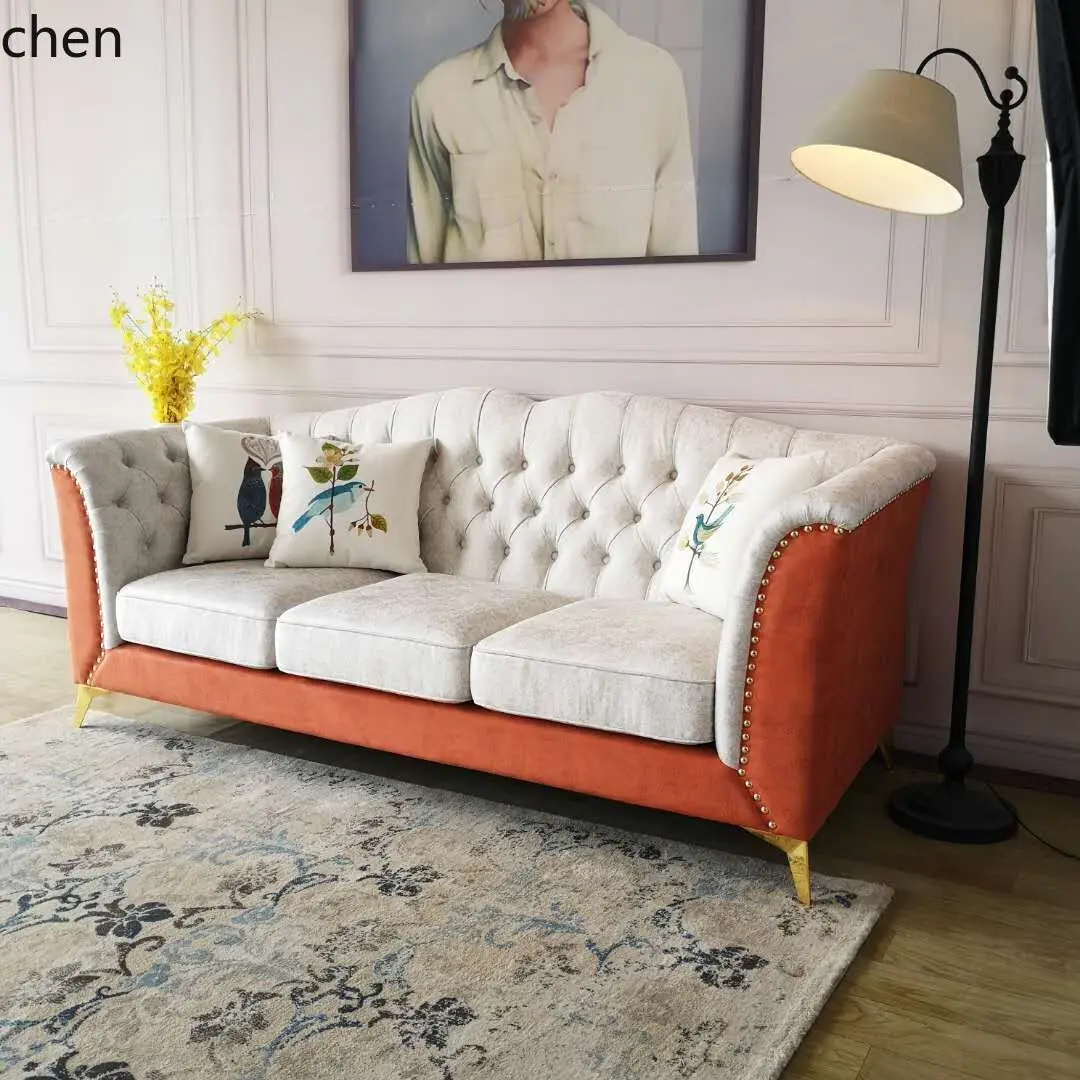 ZML Modern Minimalist Style Furniture High-Tech Fabric Imitation Art Three-Seater Sofa for Small Apartments
