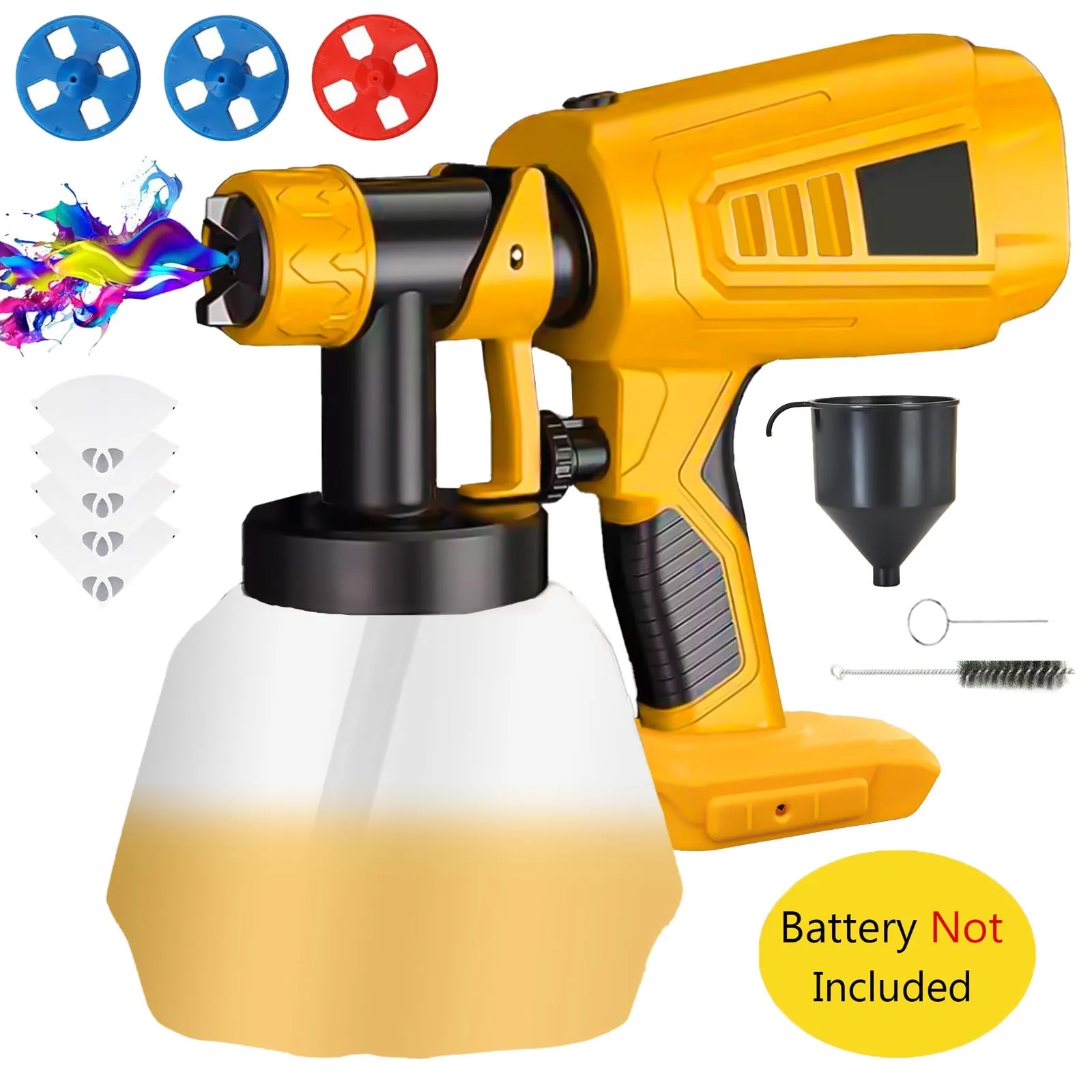 무선 페인트 분무기, Dewalt 배터리가 포함된 페인트 스프레이 건, 가정 및 정원용 1000ml 전기 페인트 건(도구만)