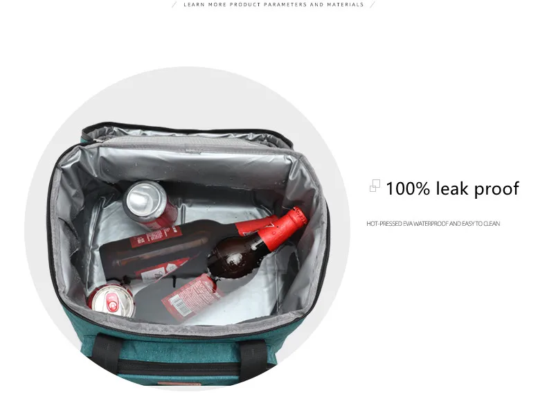 16/28L 40 Dosen Kühlerhandtasche mit Riemen, Picknicktasche, Isotherme-Isoliertasche für Eis, Bier, Mahlzeitenbehälter, Lunchtasche, DENUONISS – Detail 3