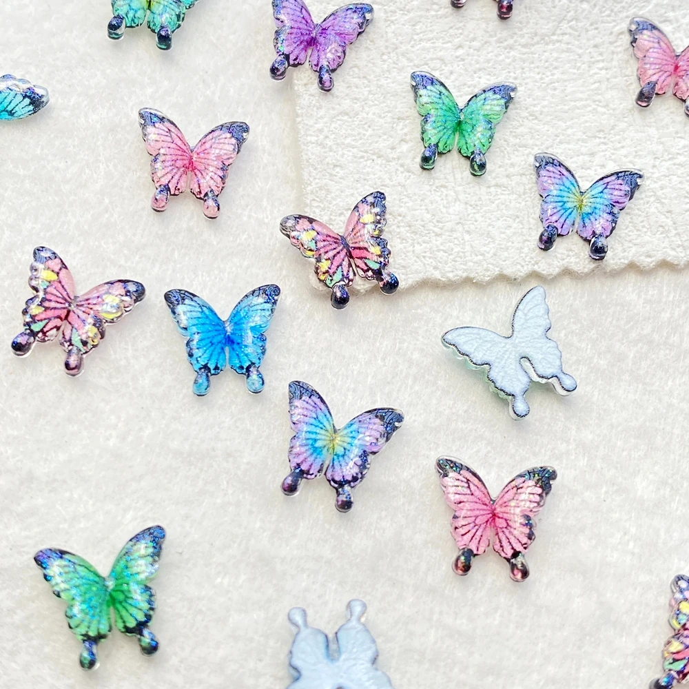 50Pcs Cute Mini Cartoon Colorful Butterflies Nail Art Resin Designer Charms DIY Craft For Nail 3D Decorations Jewelry - Image 5