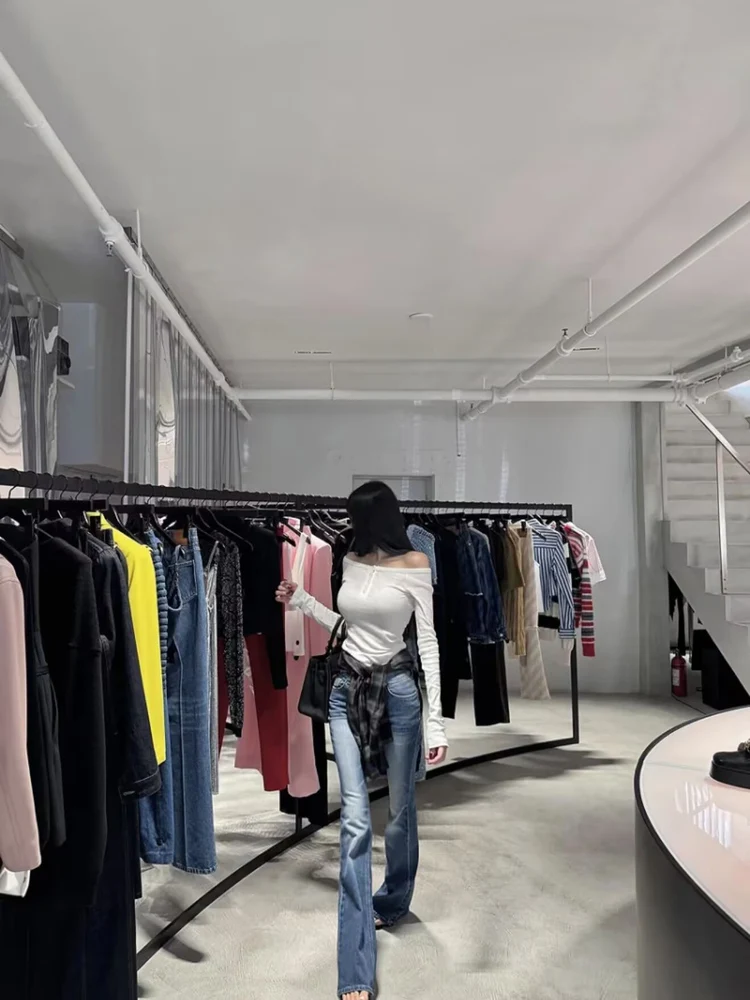 

Джинсы с высокой талией, облегающие, из чистого хлопка со стрейчем, осенняя новинка, женские модные брюки микро-клеш, длинные