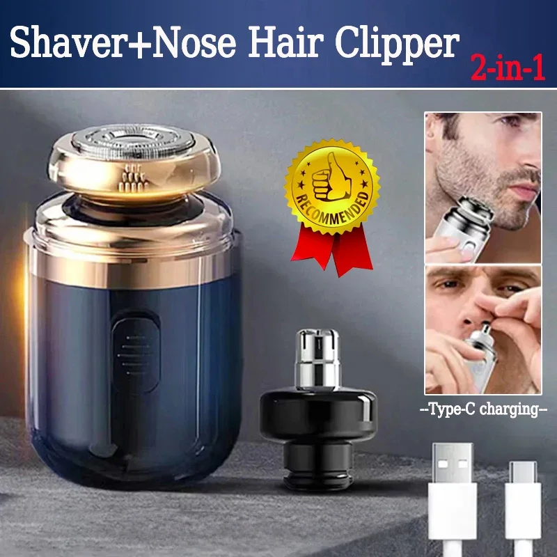 Portable Mini Electric Shaver Nose Hair Trimmer 2-in-1 Rechargeable Men's Nose Hair Removal Shaver New Style Knife Men's Razor