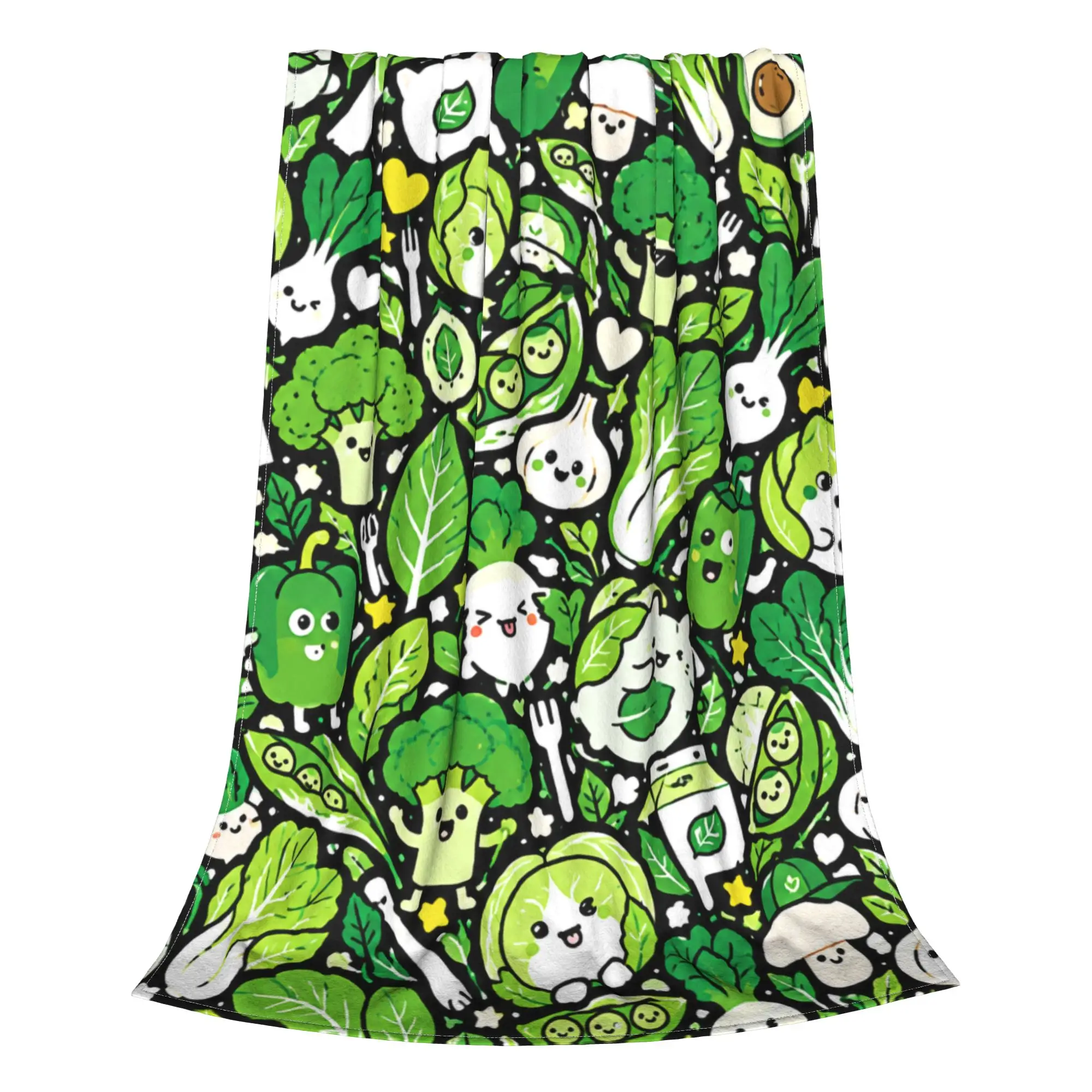 1PC Home Vegetables & Cats Pattern Blanket Throw Blanket  Novelty Warm Blanket All Season Gift
