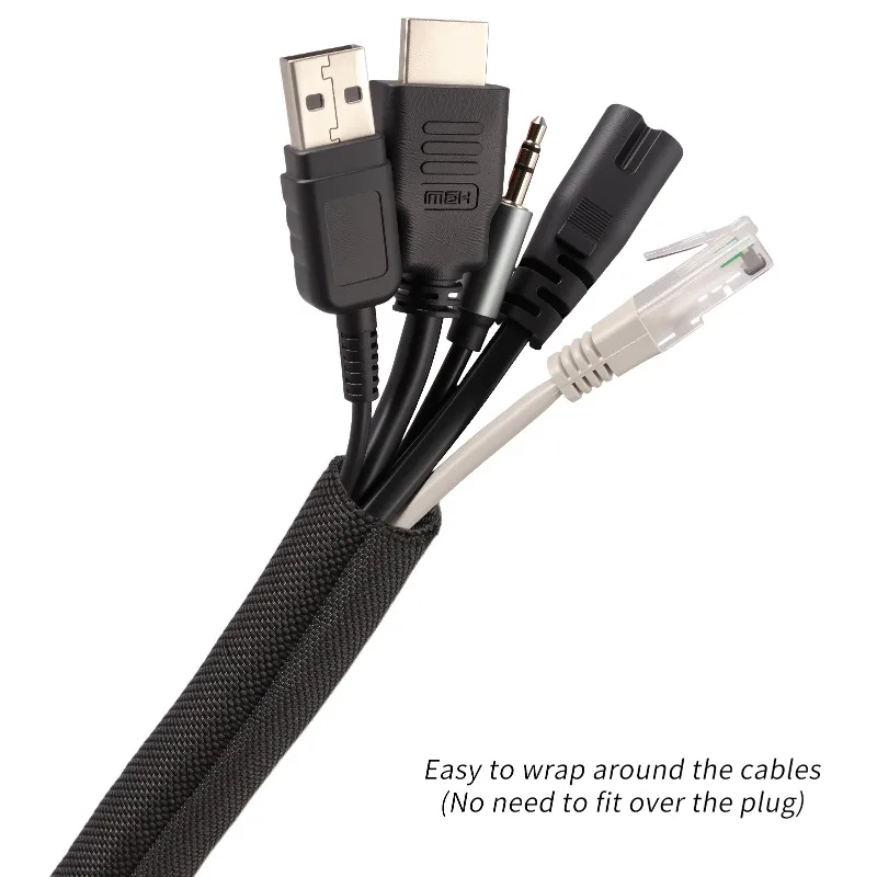 2/5M Self Closed PET Braid Cable Sleeve 3 5 8 10 13 16 19 25 30mm Auto Line Management Flexible Split Tube Wire Wrap Protect