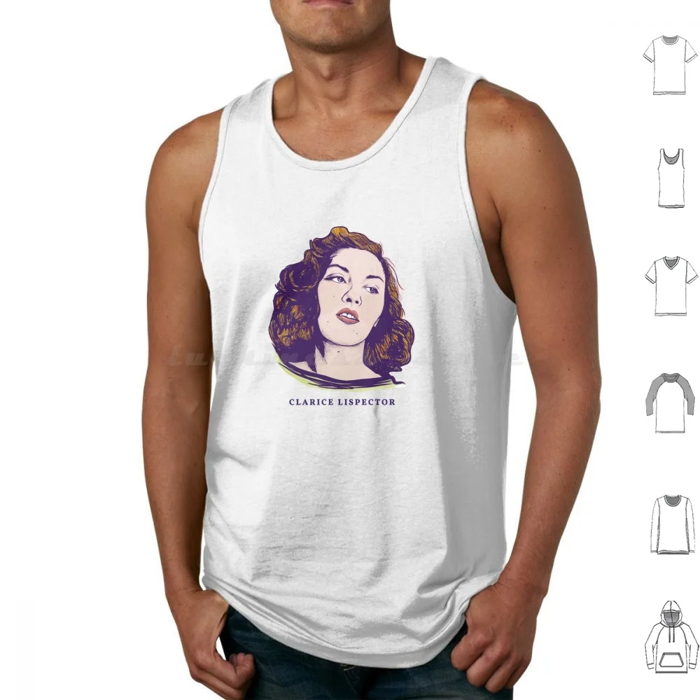 Clarice lispector regatas impressão algodão clarice lispector retrato fã arte autor escritor romance histórias curtas livro
