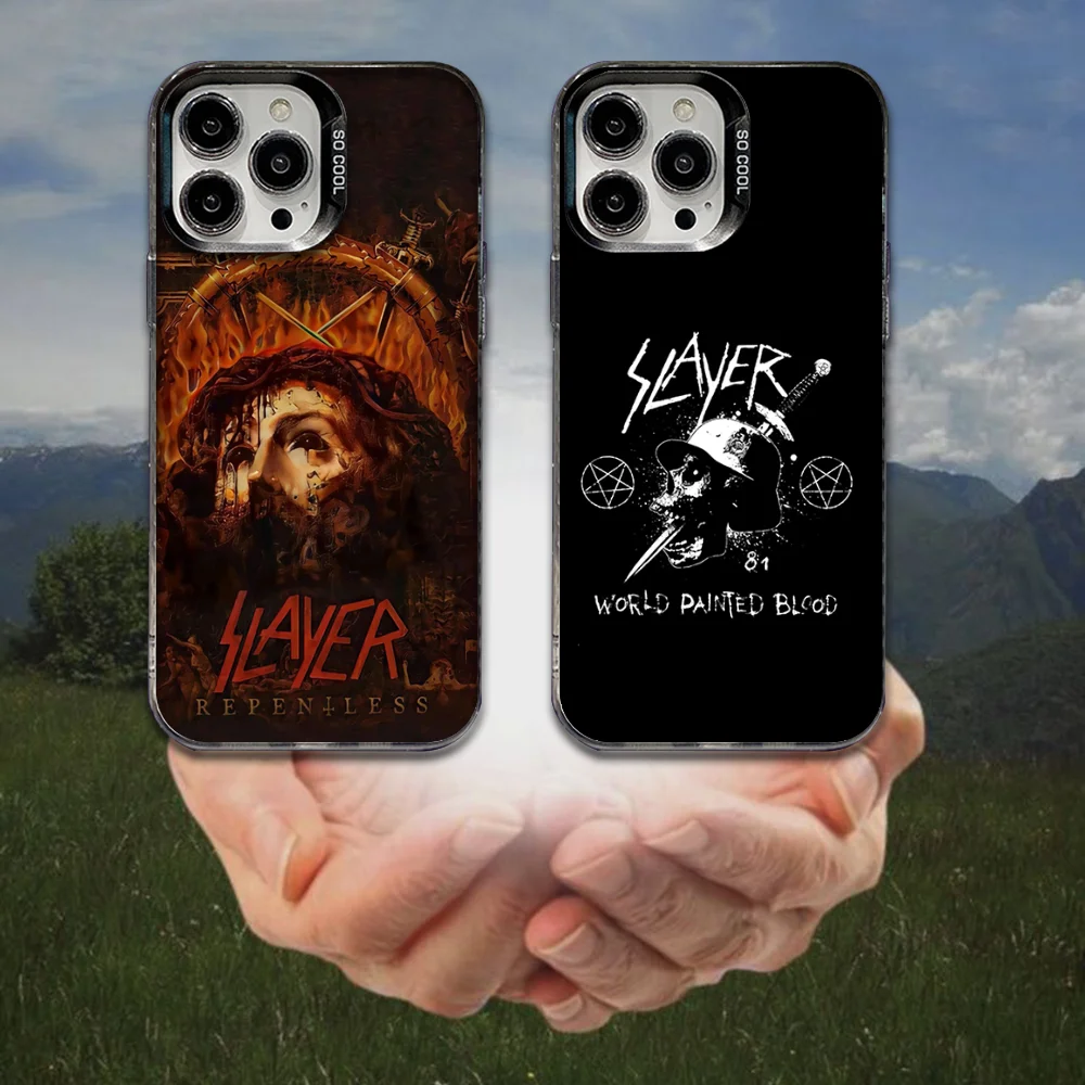 

S-SlayerS Band Hell Awaits Phone Case For iPhone 16,15,14,13,12,11,8,7,Pro,Max,Plus,Mini,XS,SE Anti Fall Black Matte Hard