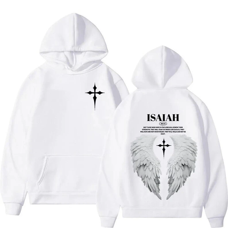 Aesthetic Christian Jesus Wing Bible Verse Hoodies Harajuku Oversized Sweatshirt Gift Faith Hoodie Long Sleeve Matching Hoodies