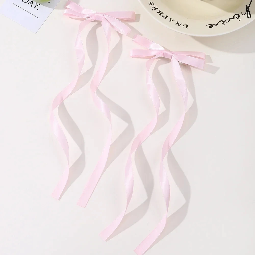 2 Stück Stoff-Haarschleifen-Haarspangen für Damen und Mädchen, Band-Haarklammern, Kopfschmuck, einfarbige Schleifen-Top-Clips, weibliche Haar-Accessoires – Detail 14
