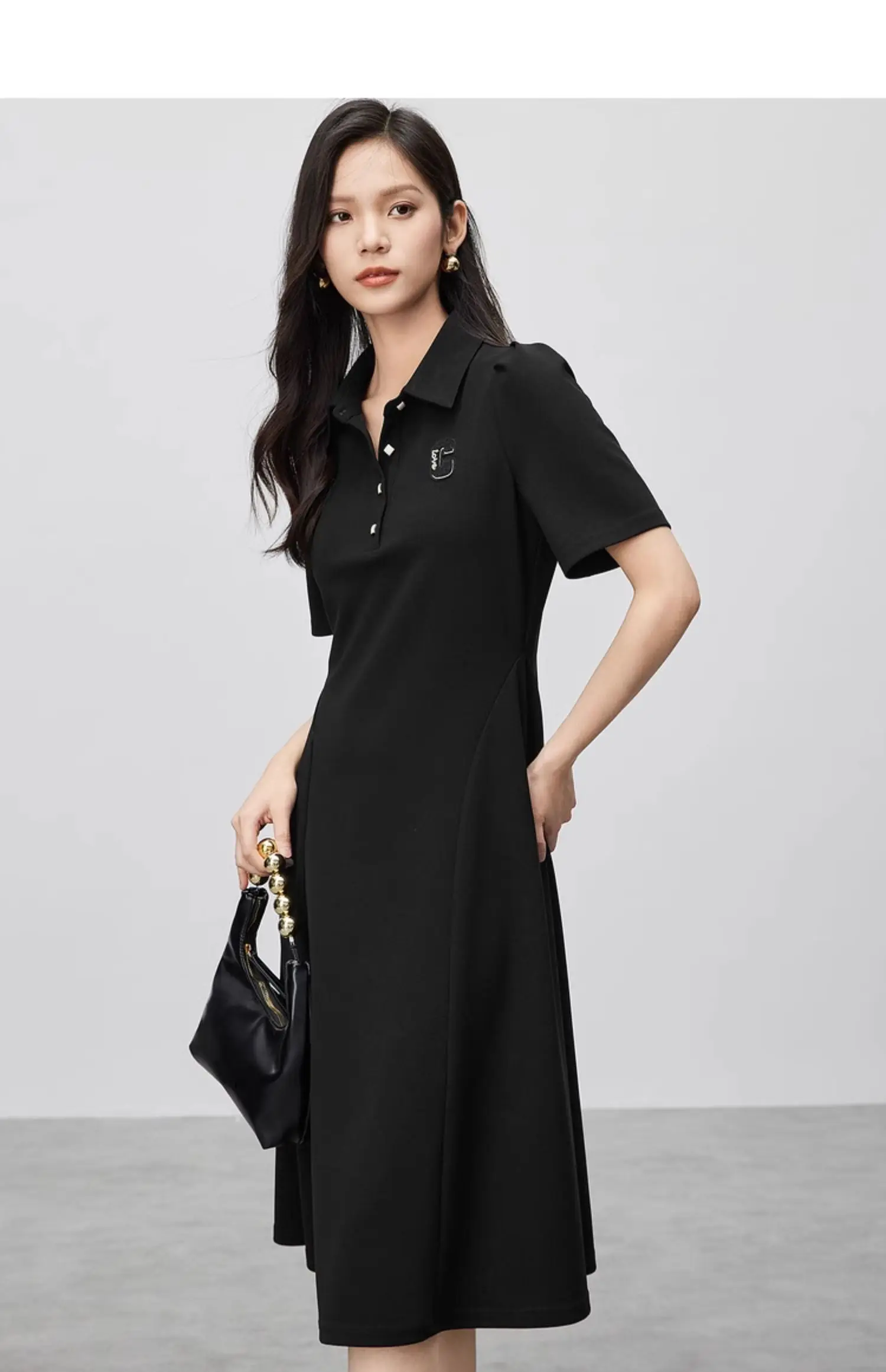 GENTUBILA-Robe t-shirt décontractée pour femme, col polo, manches courtes, vêtements confortables, été 2024, 132L48082