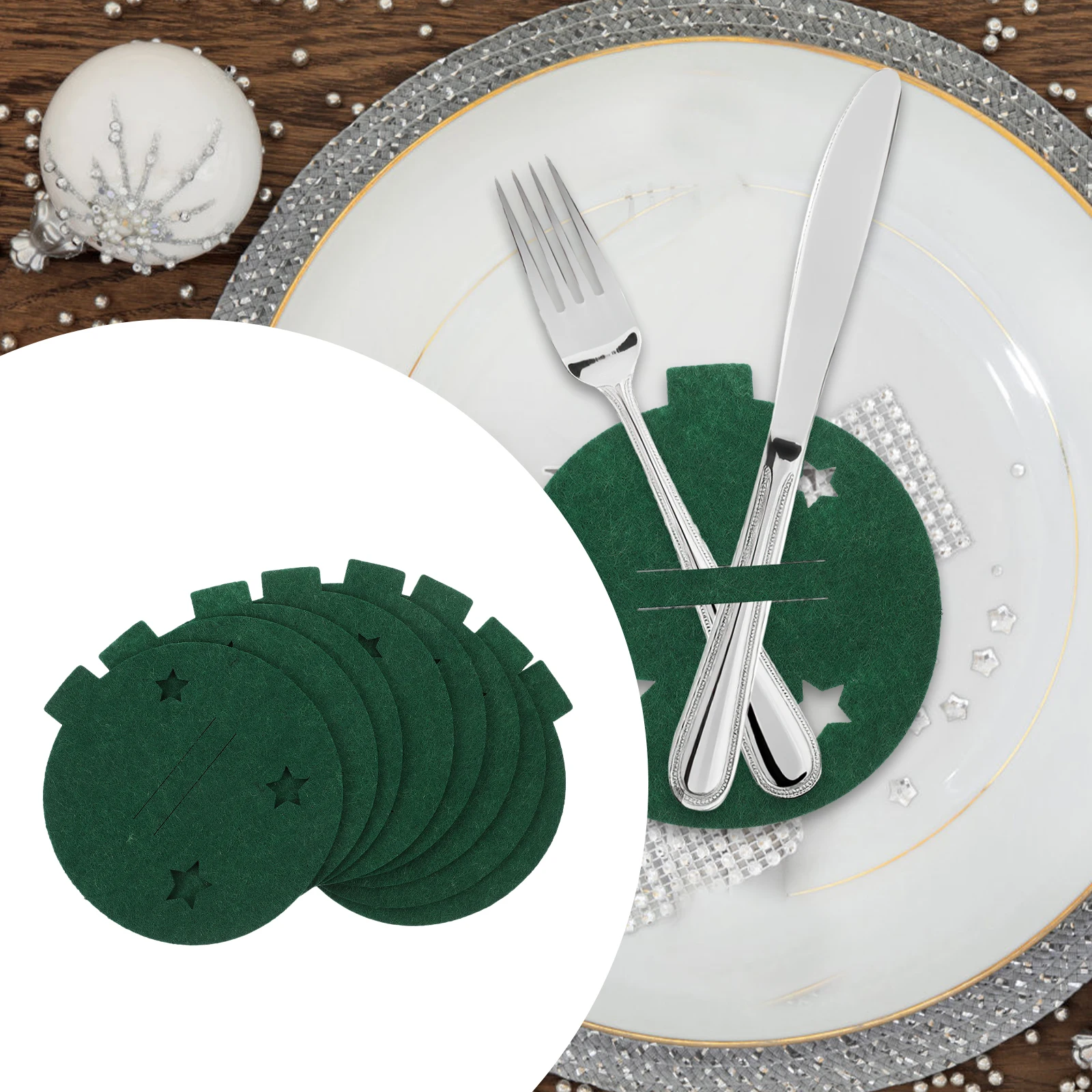 

Tableware Utensil Holder Christmas Cutlery Bag Pouch Decorative Green Felt Cloth Adorable Man