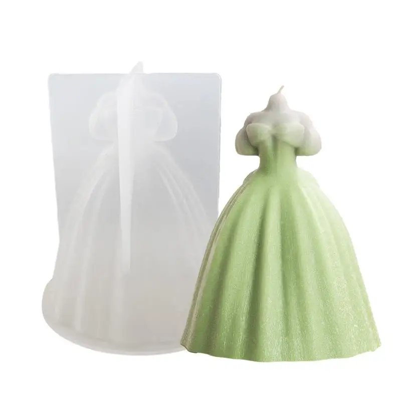 Wedding Candle Molds Silicone Wedding Dress Design Candle Mold DIY Aromatherapy Candles Molds For DIY Wedding Cake Fondant