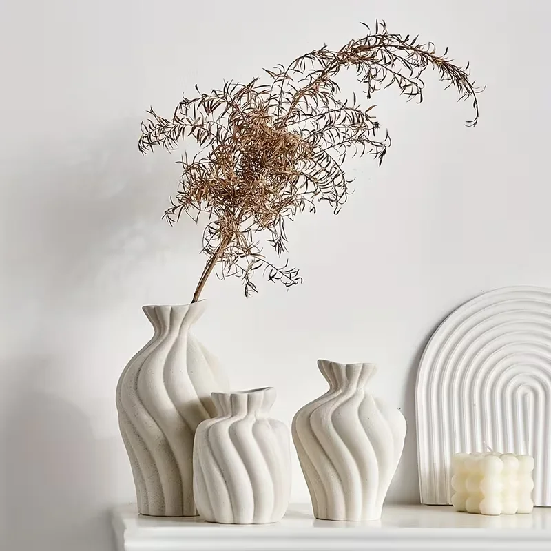 3 pieces of Bohemian ceramic vases, artistic line vases, suitable for all seasons decoration, various gifts for festivals