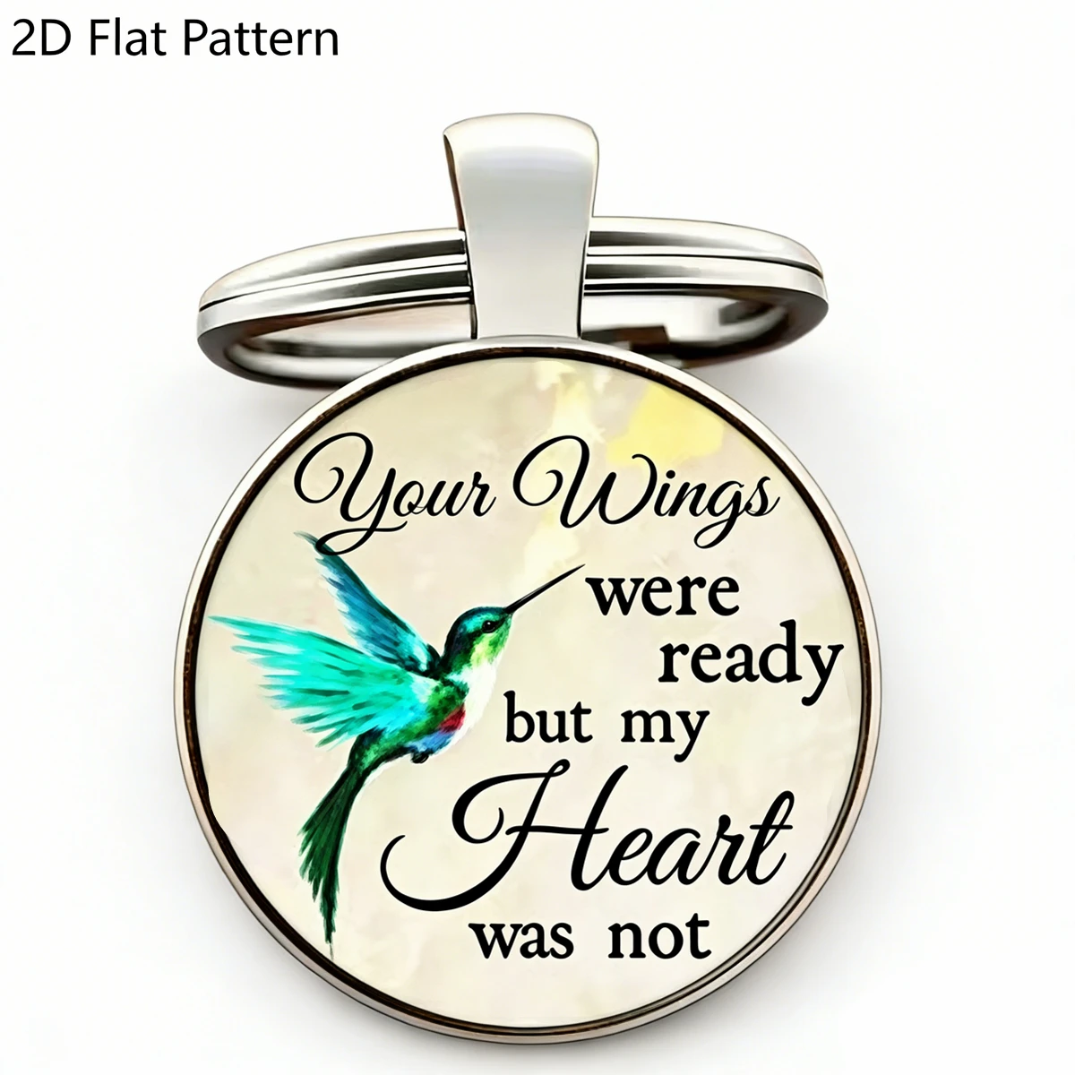 1PC Porte-clés commémoratif colibri adorable en métal, avec la citation « Your Wings Were Ready But My Heart Was Not », cadeau de condoléances pour la perte d'un animal