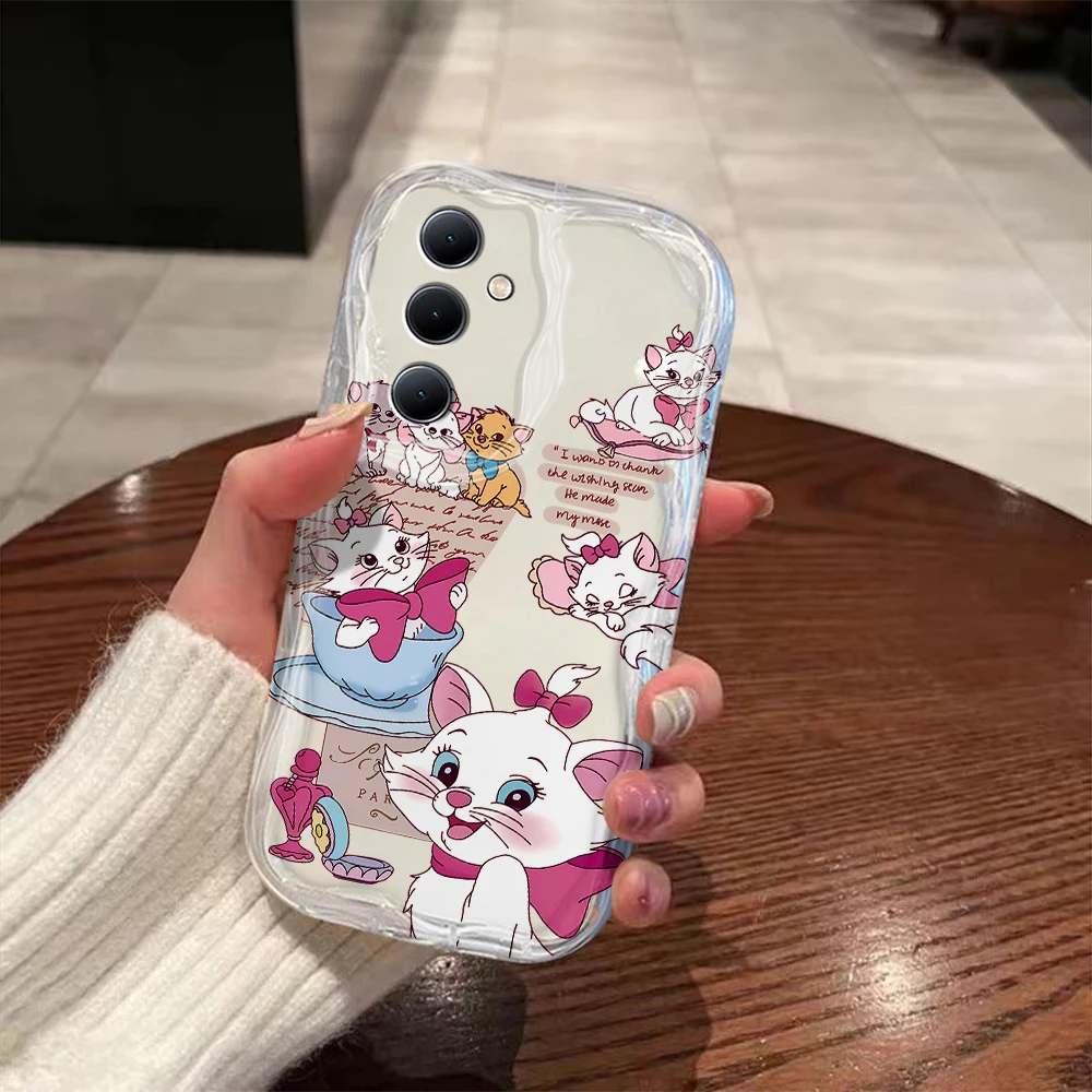 Linda funda de onda 3D de Los Aristogatos para Samsung A73, A72, A71, A55, A54, A53, A35, A34, A33, A25, A24, A23, A15, A14, A13, A05, A04, A03, 4G, 5G