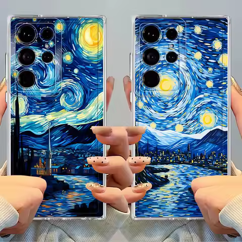 Phone Case for Samsung Galaxy S25 Ultra Note 10 20 Ultra S23 S20 S24 FE S10 Plus S22 S21 Clear Cover Van Gogh