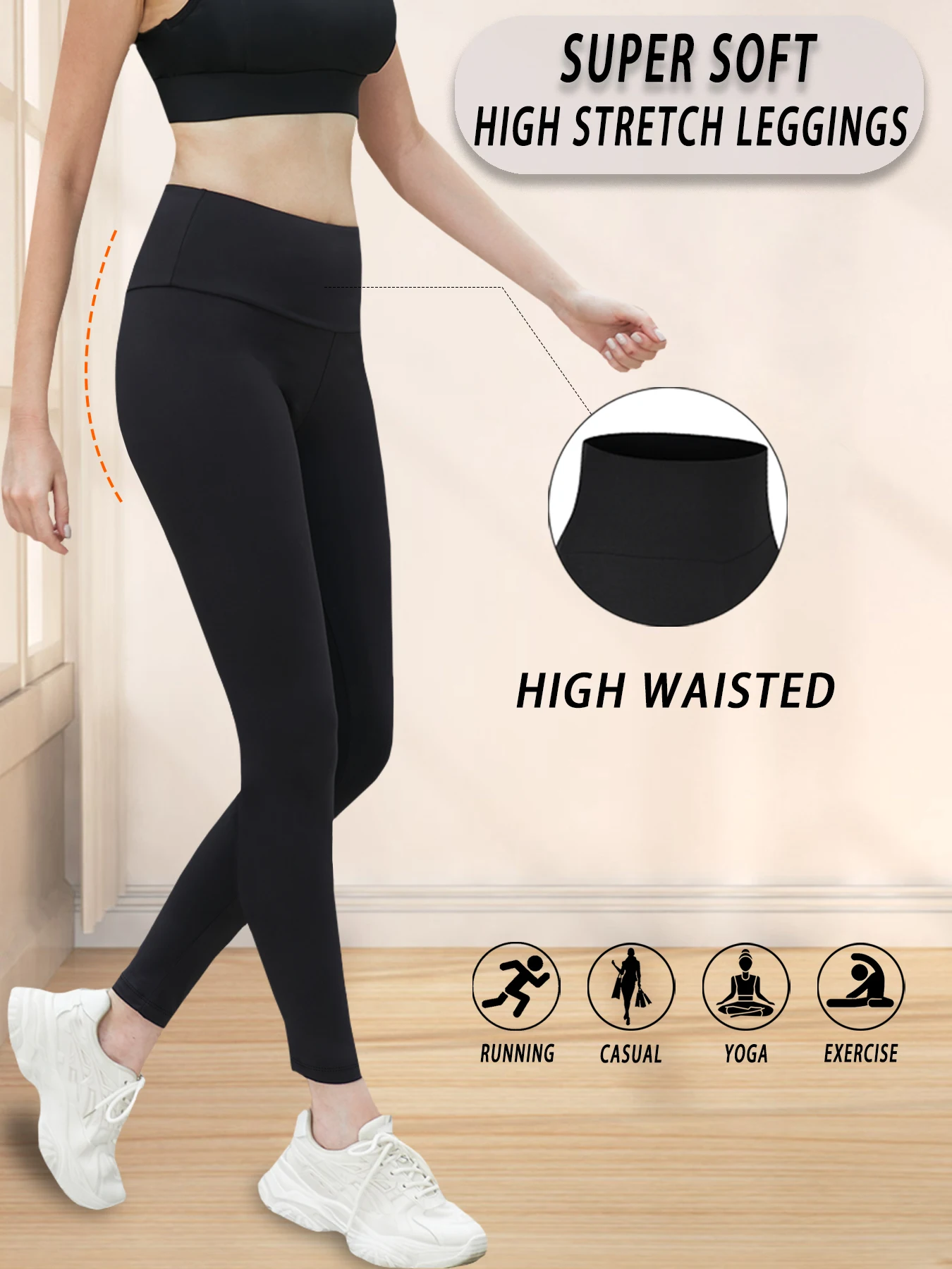 

Women's Super Soft Leggings High Waisted Tummy Control No See Through Workout Yoga Running Athletic Push Up Gym Fitness Leggings