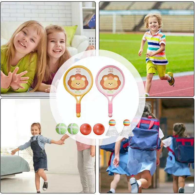 Kids Badminton Rackets Set Lightweight Children Tennis Badminton Toy Children Tennis Racquets With Balls For Family Game