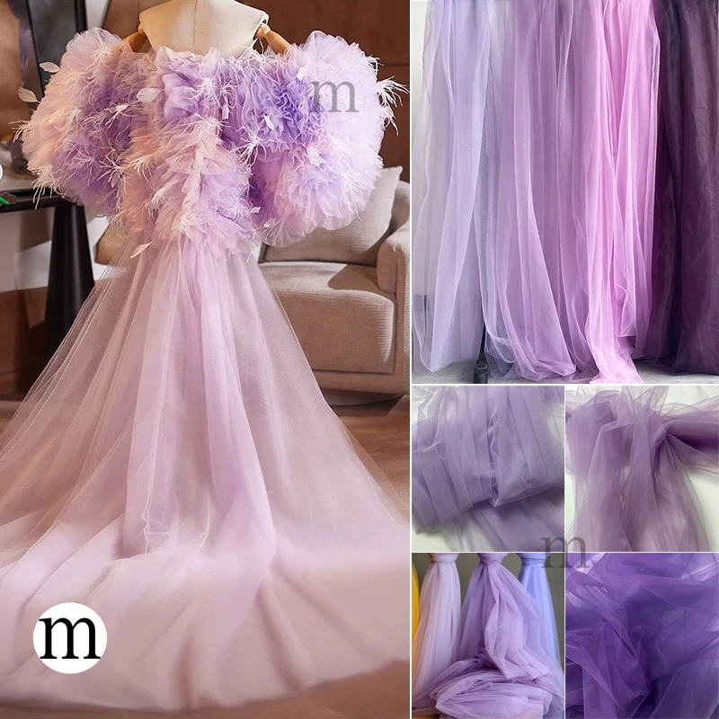 Light Lilac Soft Tulle Fabric Wedding Celebration Curtain Clothing Purple Mesh Layout Chair Back Drap Yarn Net