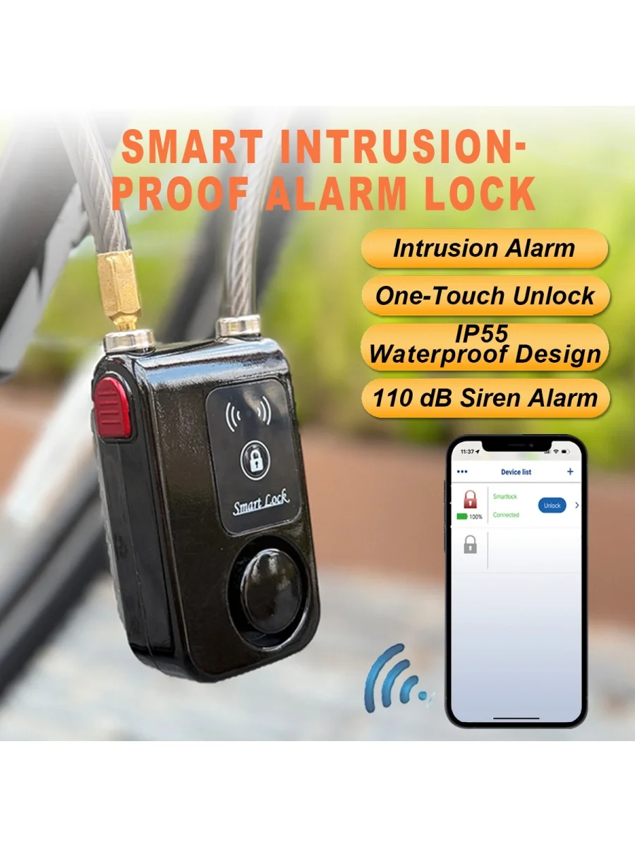 AliExpress NONE Bluetooth Smart Bike Lock Waterproof Anti Theft Password Lock Stainless Steel Chain Security Alarm for Bicycle Cycling