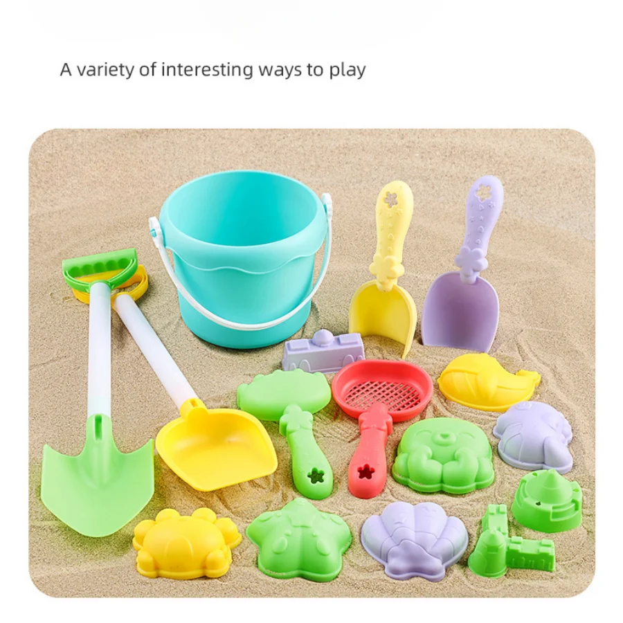 Zestaw zabawek do kopania piasku dla dzieci, gra na plaży, woda i piasek, składane wiaderko, łopatka, forma, letni prezent, losowe kolory i style.