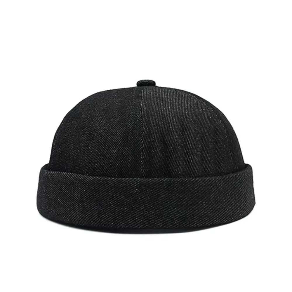 Повседневная джинсовая кепка без полей в стиле ретро, японский стиль, мультяшная шляпа с вышивкой собаки, регулируемая кепка-докер, унисекс