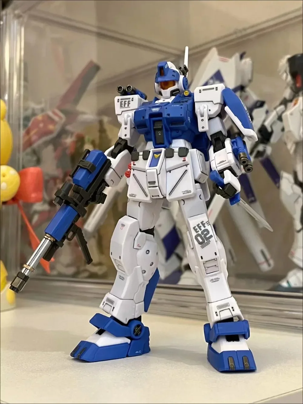 JMS White Dog Jim Spartan Hg1/144 Assembled Model Kit Mecha Model Toy Double Blue and White Outer Armor Mask Water Sticker