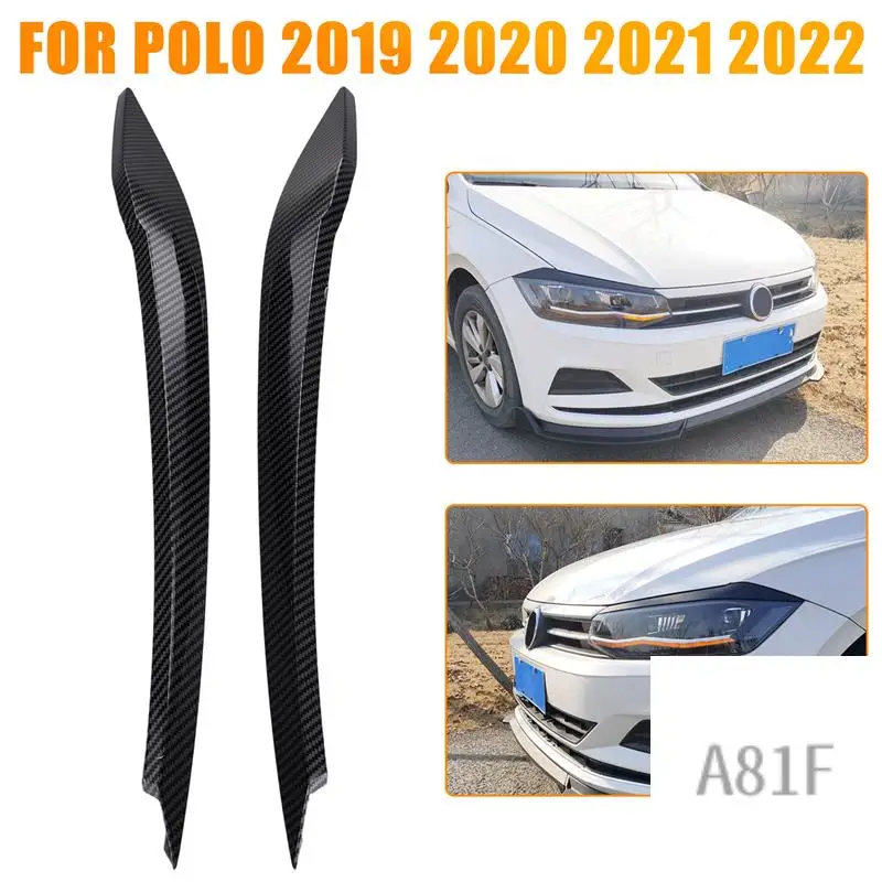

Car Headlight Eyebrow Molding Trim Sticker For VW Polo 2019-2022 Lamp Eyelids Decorative Strips Lid Cover