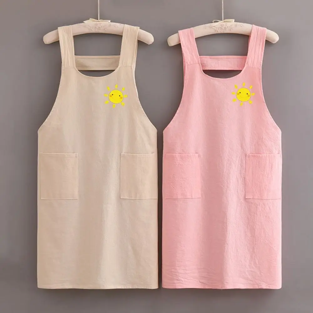 Cleaning Accessories Pure Cotton Kitchen Aprons Anti fouling Breathable Cooking Smock Home Cooking Coffee House Aprons Female