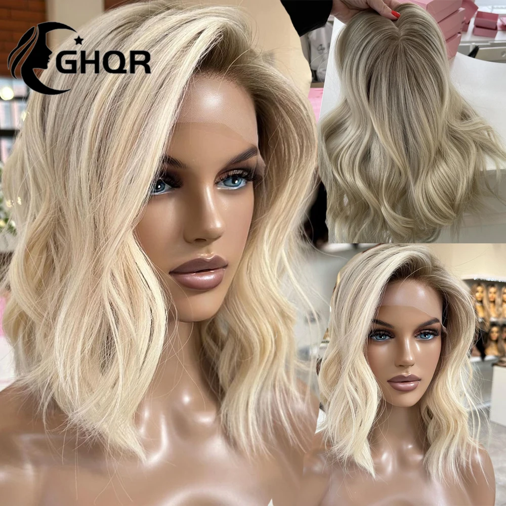 Human Hair Full Lace Wigs Blonde Highlights Natural Wave Hd Transparent Lace 13x6 Lace Frontal Wig Brazilian Ombre 613 Colored