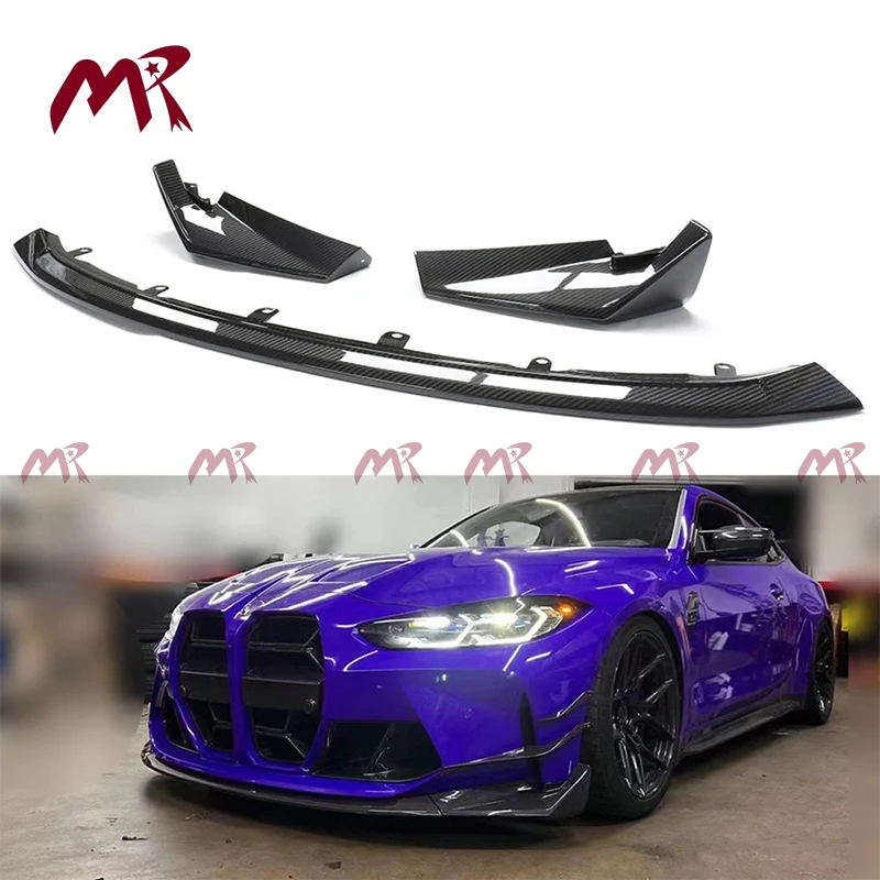 For BMW M3 M4 2021-in G80 G82 genuine dry carbon fiber three-stage CSL model front lip front bumper spoiler body kit Auto part