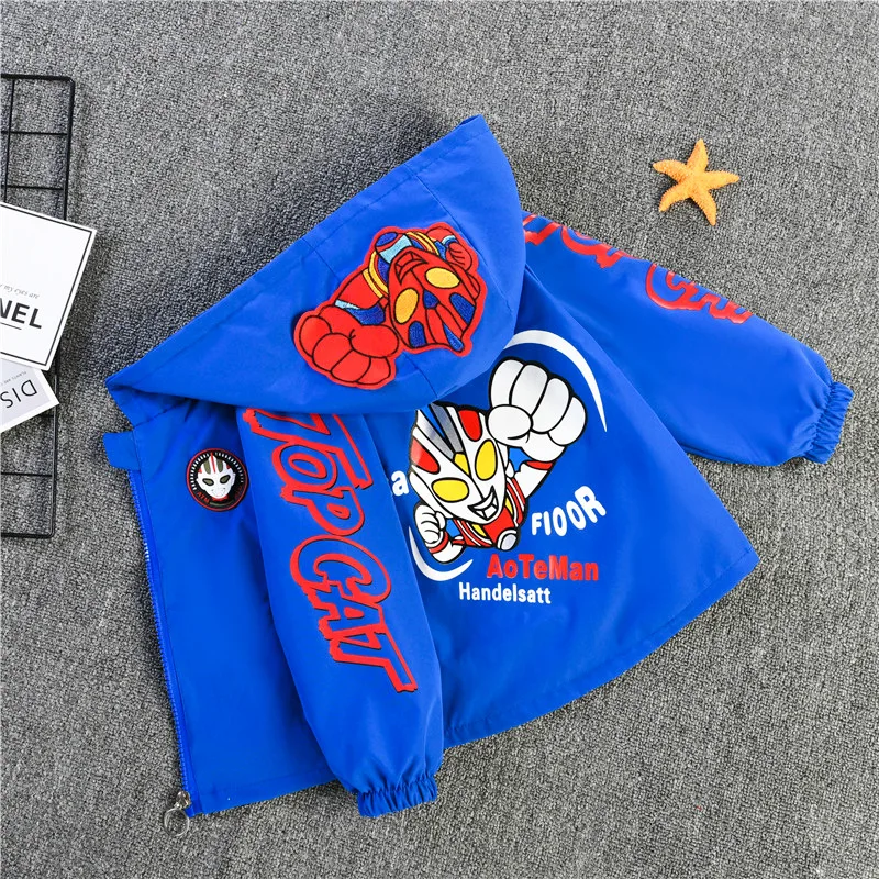 New Spring Autumn Red Blue SpiderMan Thin style Children costume boys Coats Jacket girls Hooded Coat Kids Outwear boy Clothing