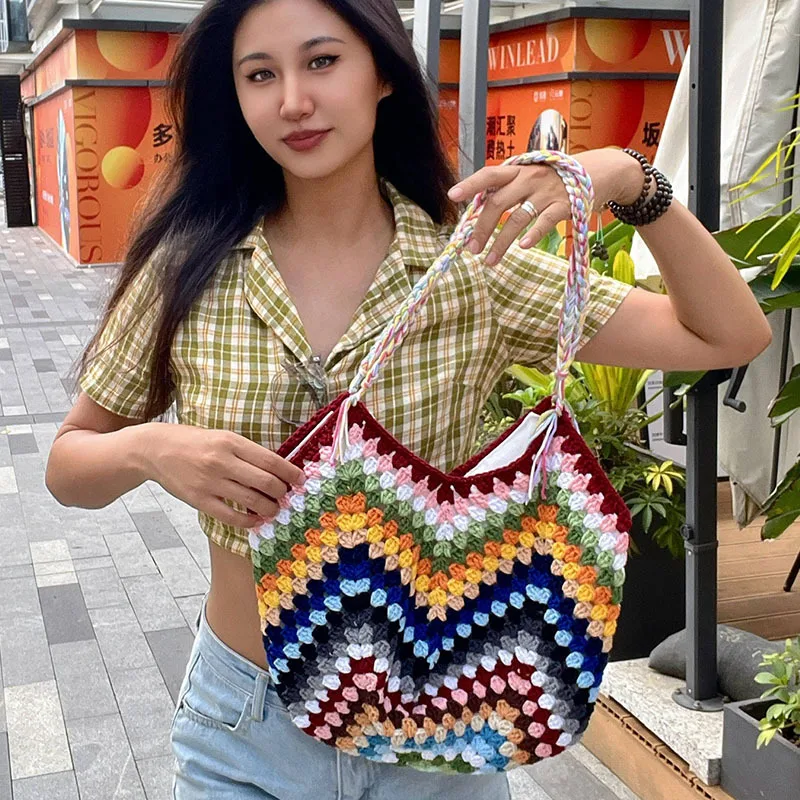 Handmade Crochet Bag Collection DIY 3D Materials Granny Square Camellia Handmade Crochet