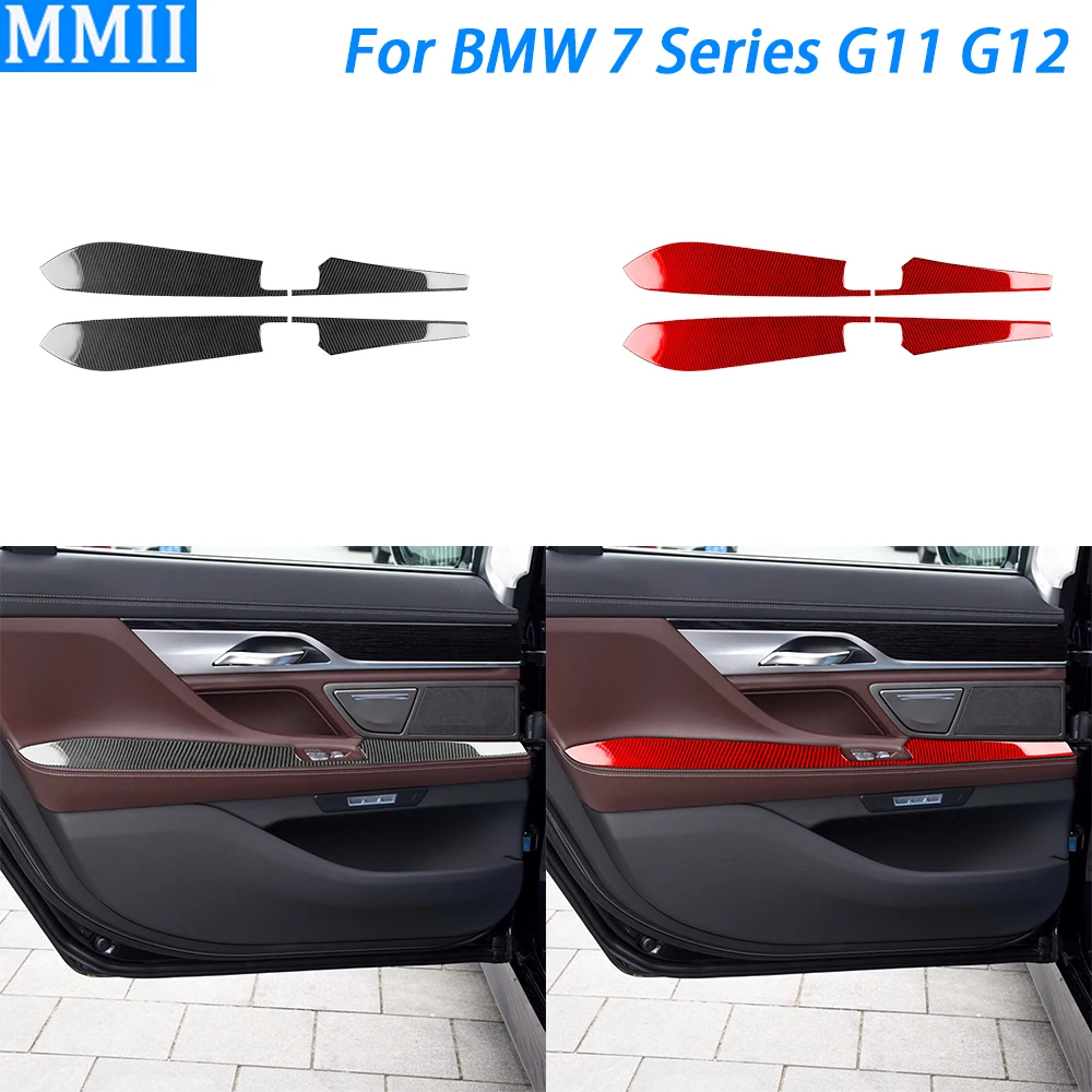 For BMW 7 Series G11 G12 2015-2022 Carbon Fiber Rear Door Armrest Panel Trim Cover Car Interior Decoration Accessories Sticker