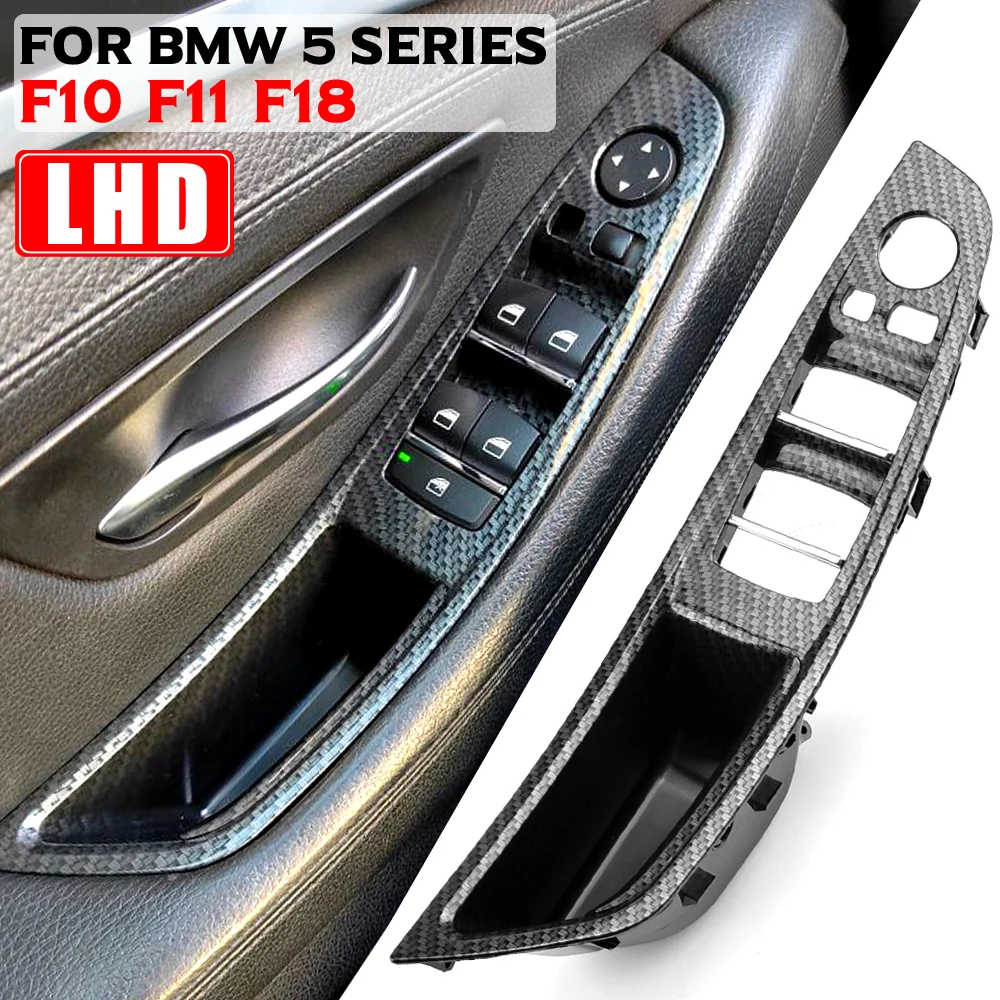 ألياف الكربون RHD LHD صالح لسيارات BMW 5 سلسلة F10 F11 520d 525d 530d 535i اللوحة الداخلية سحب غطاء الكسوة مقبض الباب الداخلي للسيارة