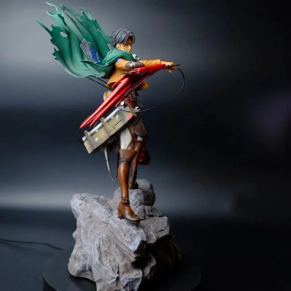 أنيمي هجوم على تيتان ليفي أكرمان GK معركة الضرر البلاستيكية عمل الشكل تحصيل نموذج دمية لعبة 35 سنتيمتر
