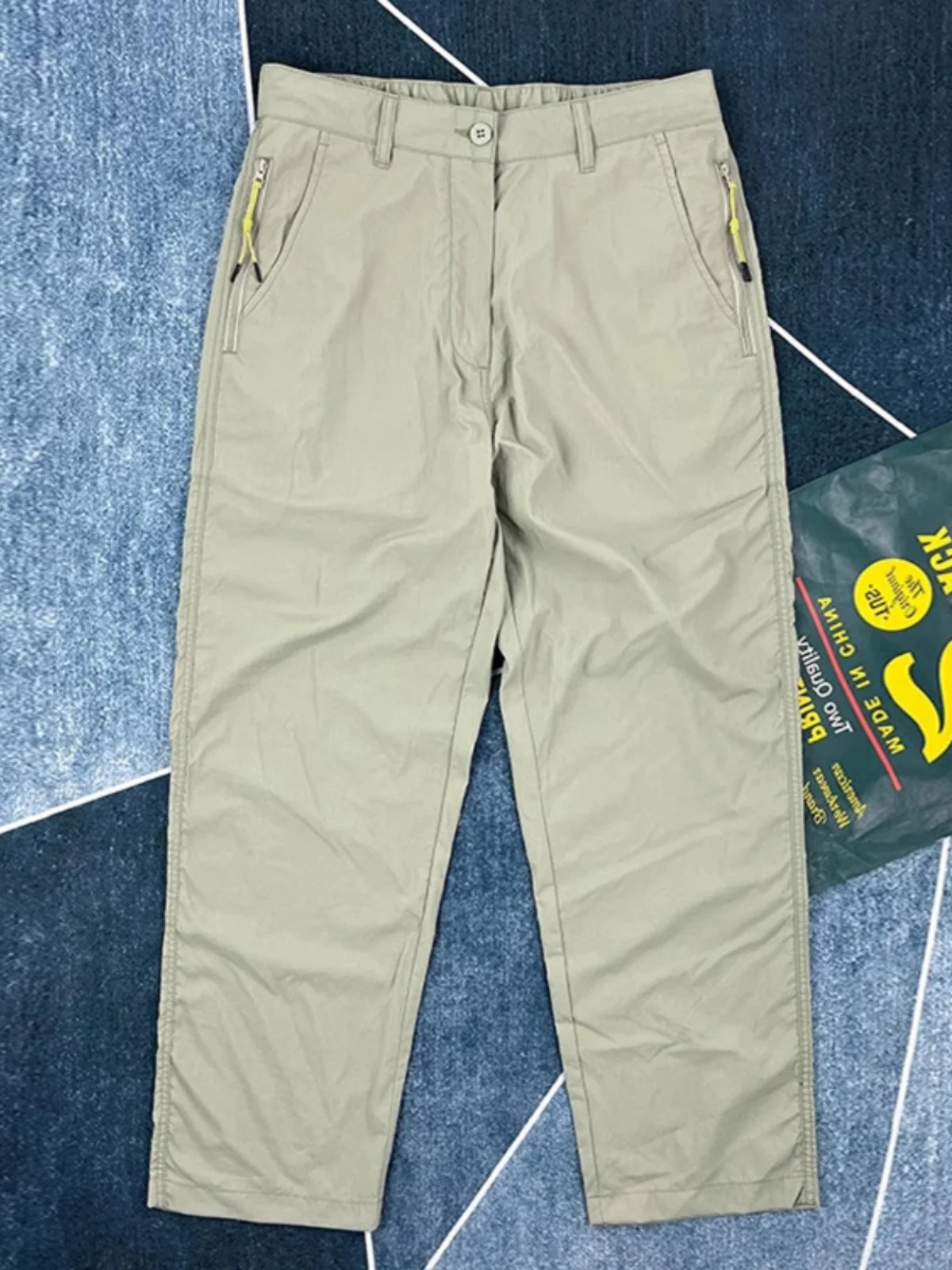 

Qui Dry Ice Silk Cool Feeling Легкие американские повседневные брюки Мужские уличные свободные прямые длинные брюки Модные