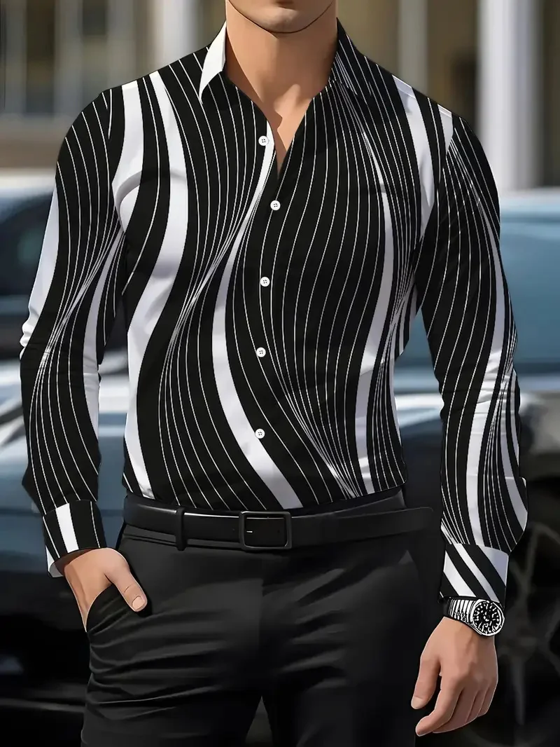 

Summer Shirt Hawaiian Men's Chain Xmas Shirt Beach Holiday Long Sleeve Plant Business Casual Casual Men's Shirt Fashion Top