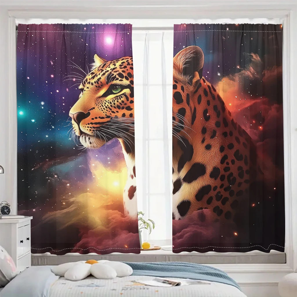 

Home Decor Romantic Starry Sky Leopard Animal Curtains Living Room Bedroom Decor Fashion Blackout Curtains 2 Panel