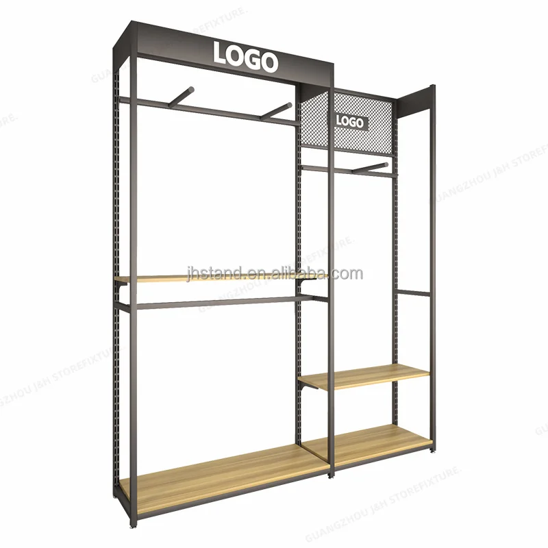 customized.Classic simple adjustable height showroom display stands male wood retail clothing furniture sporting shop interior d